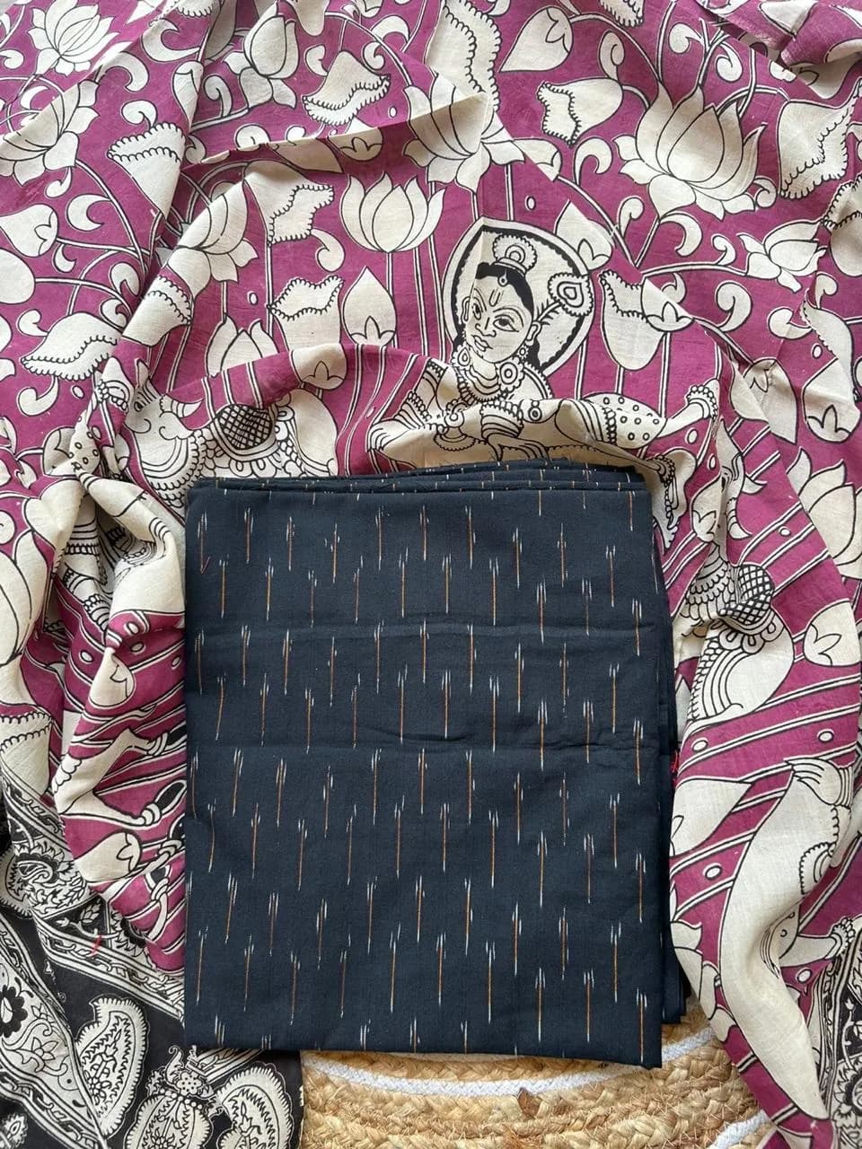 Ikkat Cotton top with Chenuri Silk Dupata - ICS - 1