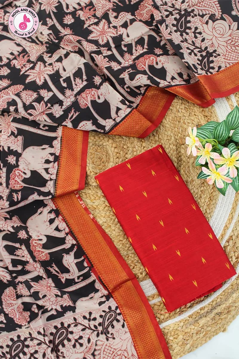 Raw silk Top with Nizam Border Chenuri Silk Dupata - RSC - 35