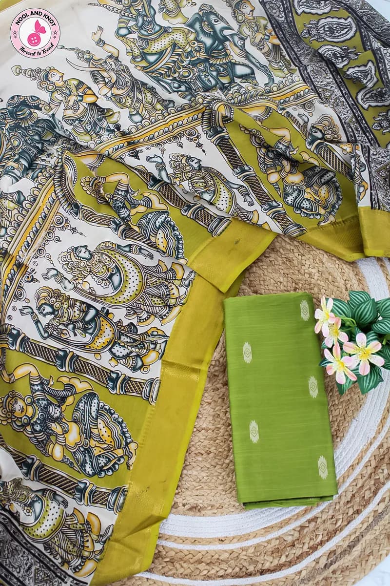 Raw silk Top with Nizam Border Chenuri Silk Dupata - RSC - 38