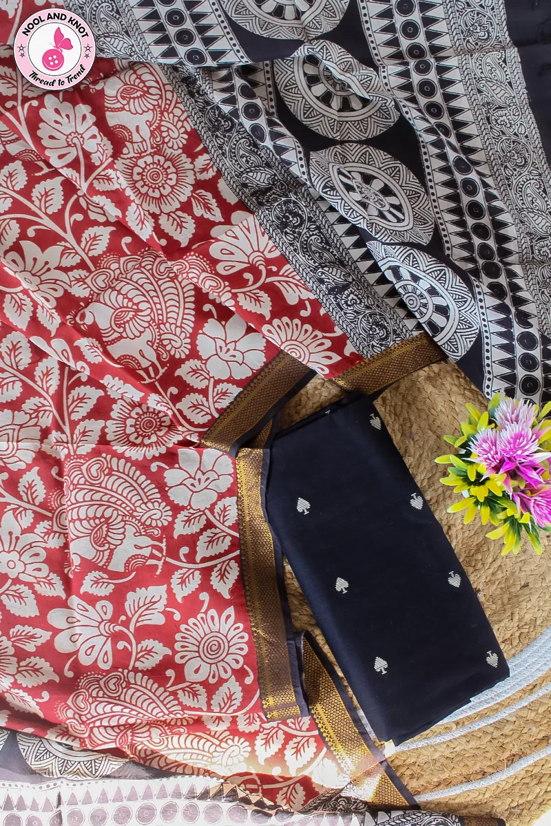 Raw silk Top with Nizam Border Chenuri Silk Dupata - RSC - 21