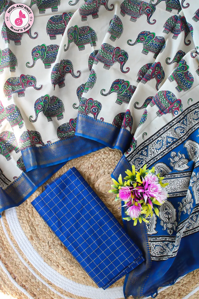 Raw silk Top with Nizam Border Chenuri Silk Dupata - RSC - 22