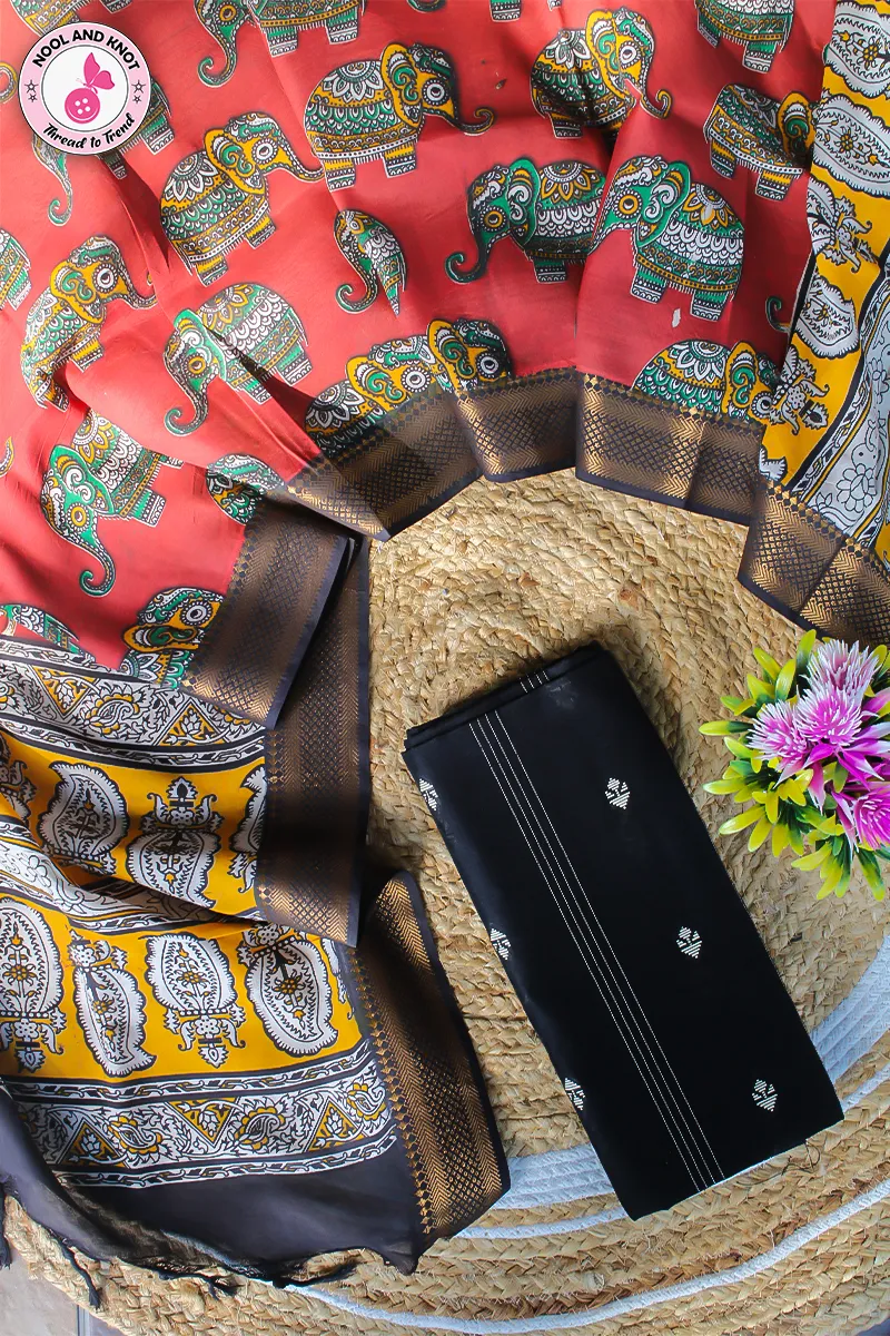 Raw silk Top with Nizam Border Chenuri Silk Dupata - RSC - 25