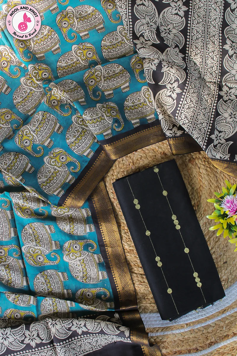 Raw silk Top with Nizam Border Chenuri Silk Dupata - RSC - 26