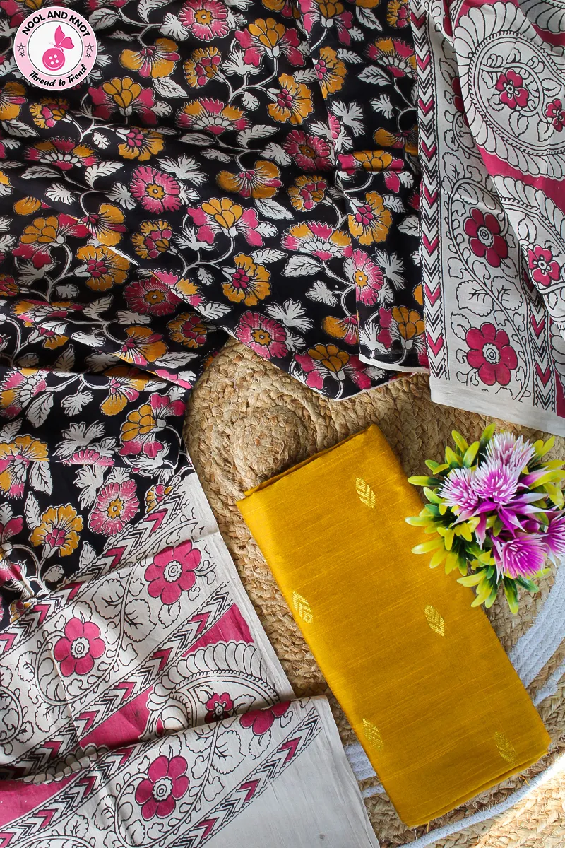 Raw Silk Top with Cotton Dupatta - RSCO - 2