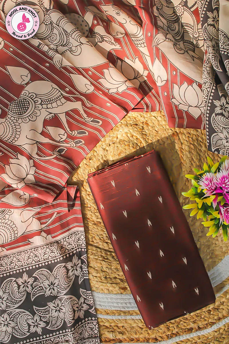 Raw Silk Top with Cotton Dupatta - RSCO - 1