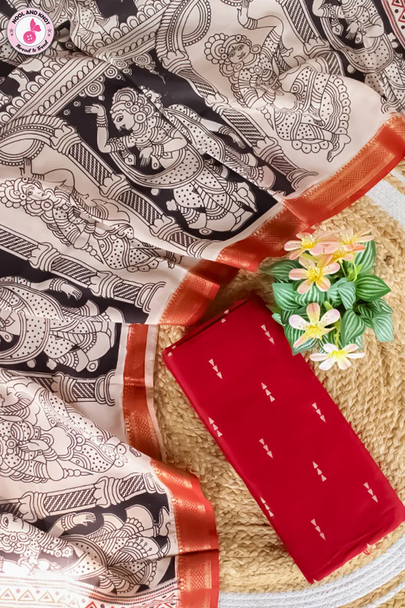 Raw silk Top with Nizam Border Chenuri Silk Dupata - RSC - 6