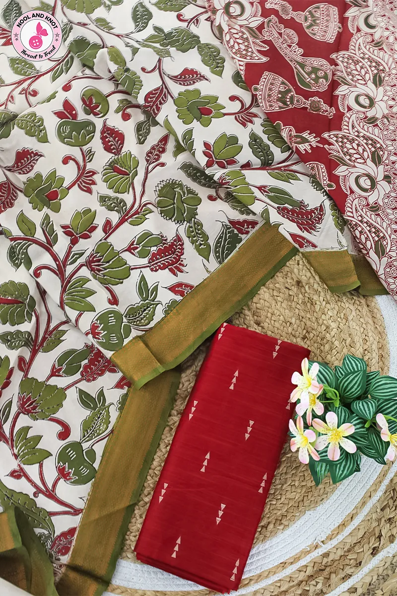 Raw silk Top with Nizam Border Chenuri Silk Dupata - RSC - 19