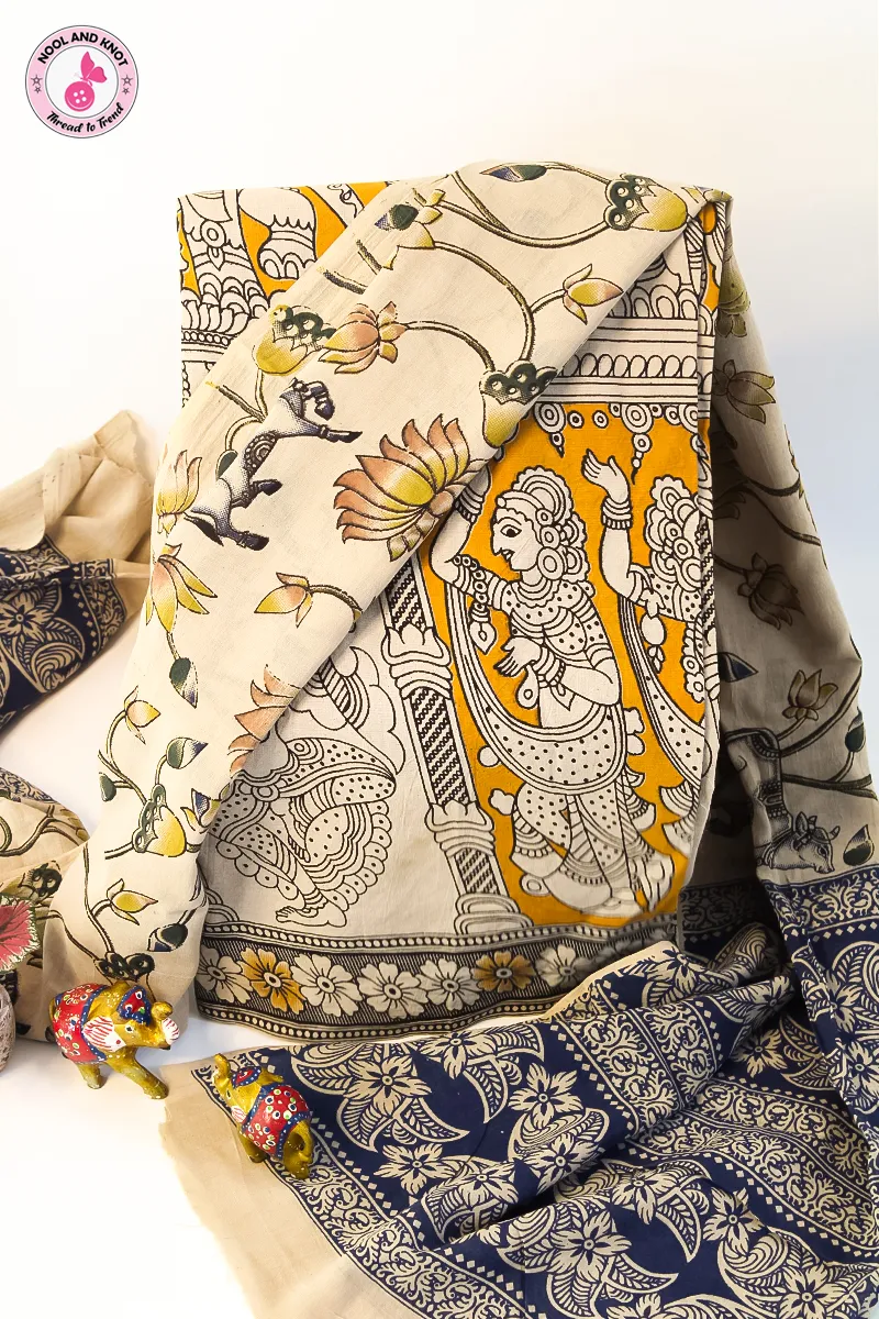 Pure Kalamkari Cotton Set - KC2P - 12