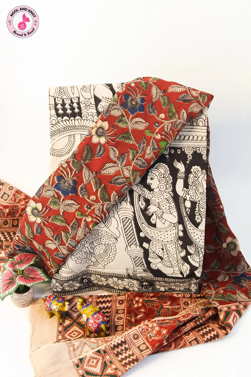 Pure Kalamkari Cotton Set - KC2P - 14